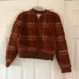 Anthropologie faux fur bomber jacket